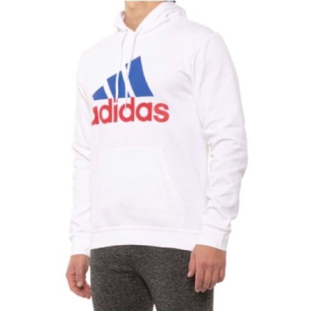 Adidas Men's BOS Adidas Hoodie Sweatshirt White Blue Two Tone SMU Badge of Sport